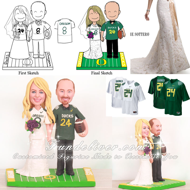 Oregon Ducks Football Wedding Cake Toppers